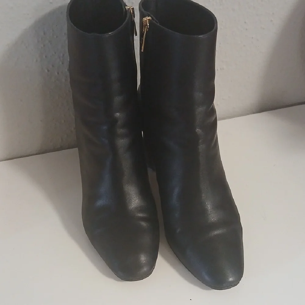 Salvatore Ferragamo Black Ankle‎ Booties with Gold Zipper